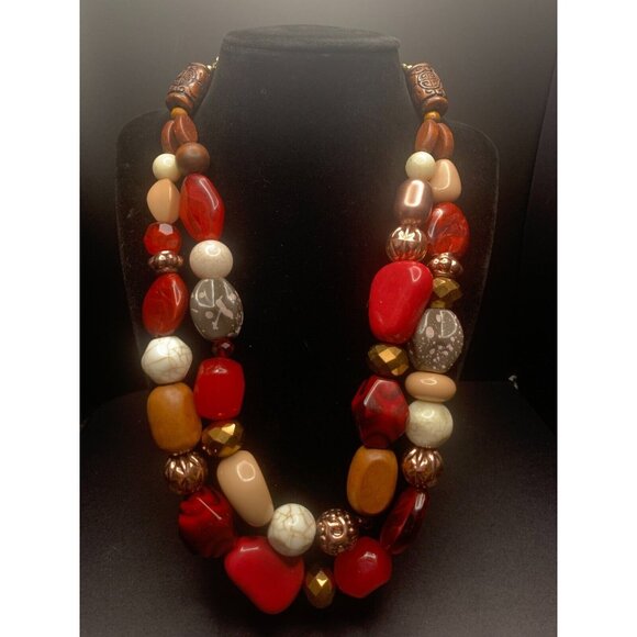 Vintage Jewelry - Vintage 24" Beaded Crystal Jeweled Bib Collar Statement Necklace
